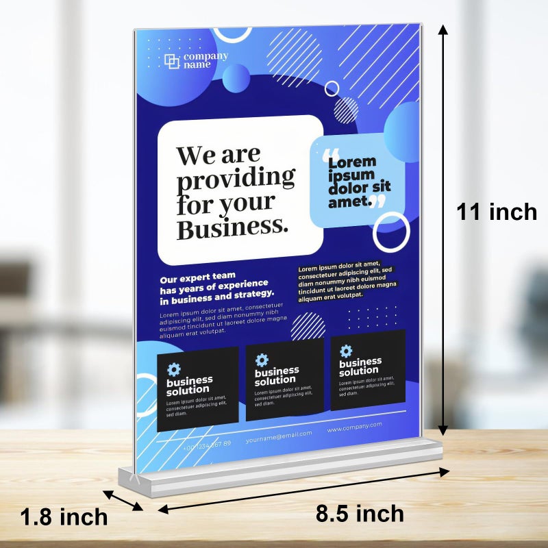 DunGu Acrylic Sign Holder 8.5 x 11,10 Pack Clear Sign Holder Double Sided Table Menu Vertical Desktop Display Stand Paper Flyer Holder Tabletop Sign Holder Suitable for Restaurants, Office, Store, Hotels - Image 3